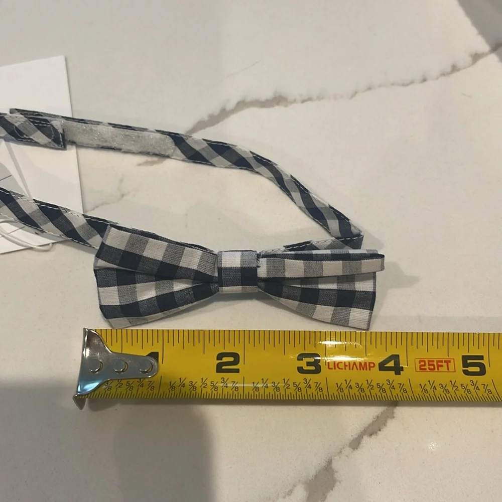 Blue gingham Janie and jack bow tie 2-5 years